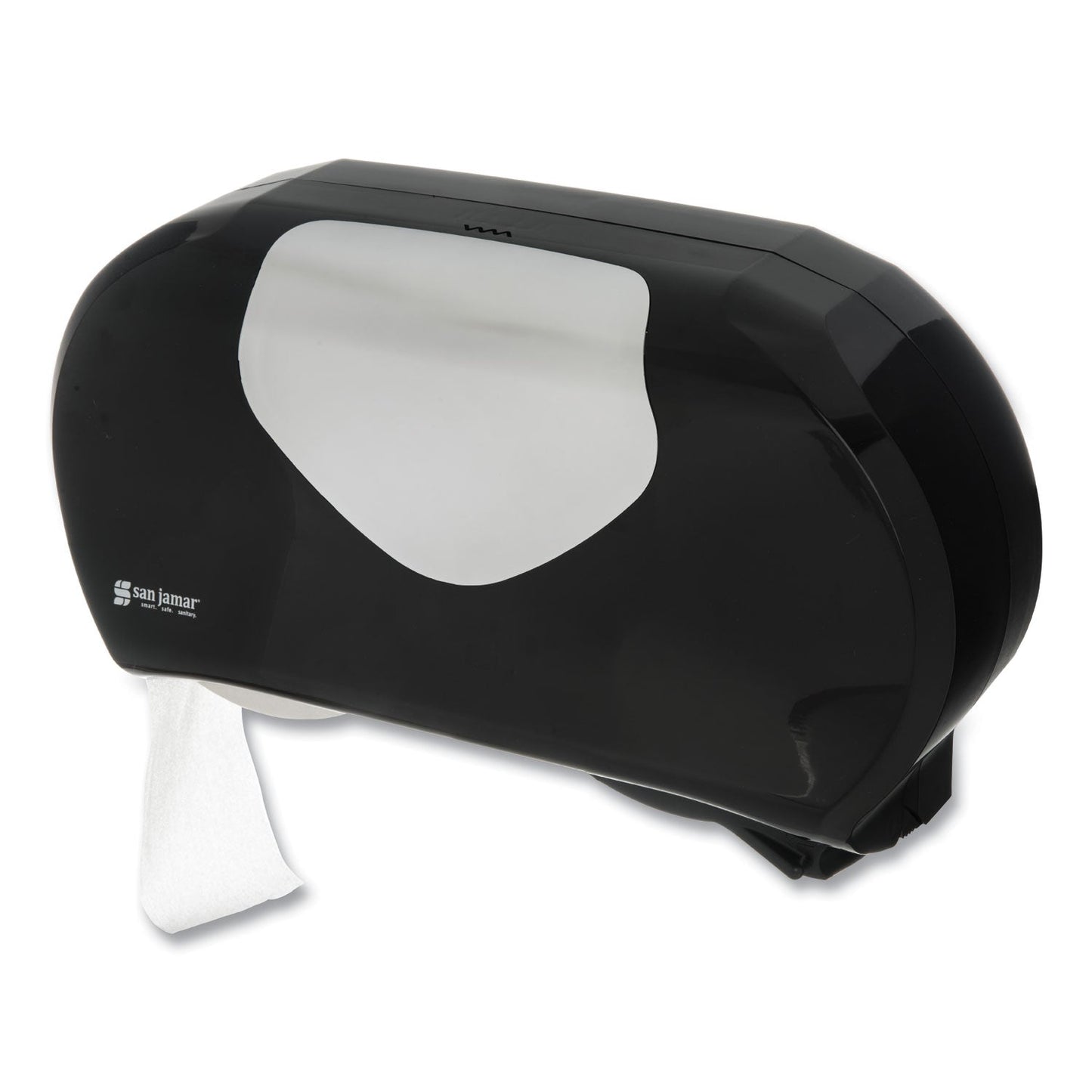 San Jamar Twin 9" Jumbo Bath Tissue Dispenser, Summit, 20.07 x 5.88 x 11.9, Black/Faux Stainless Steel