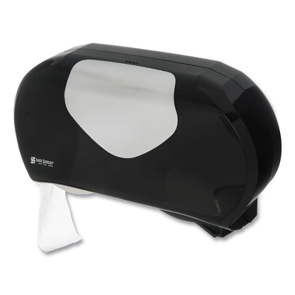 San Jamar Twin 9" Jumbo Bath Tissue Dispenser, Summit, 20.07 x 5.88 x 11.9, Black/Faux Stainless Steel