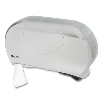 San Jamar Twin 9" Jumbo Bath Tissue Dispenser, Summit, 19.25 x 6 x 12.25, Faux Stainless Steel