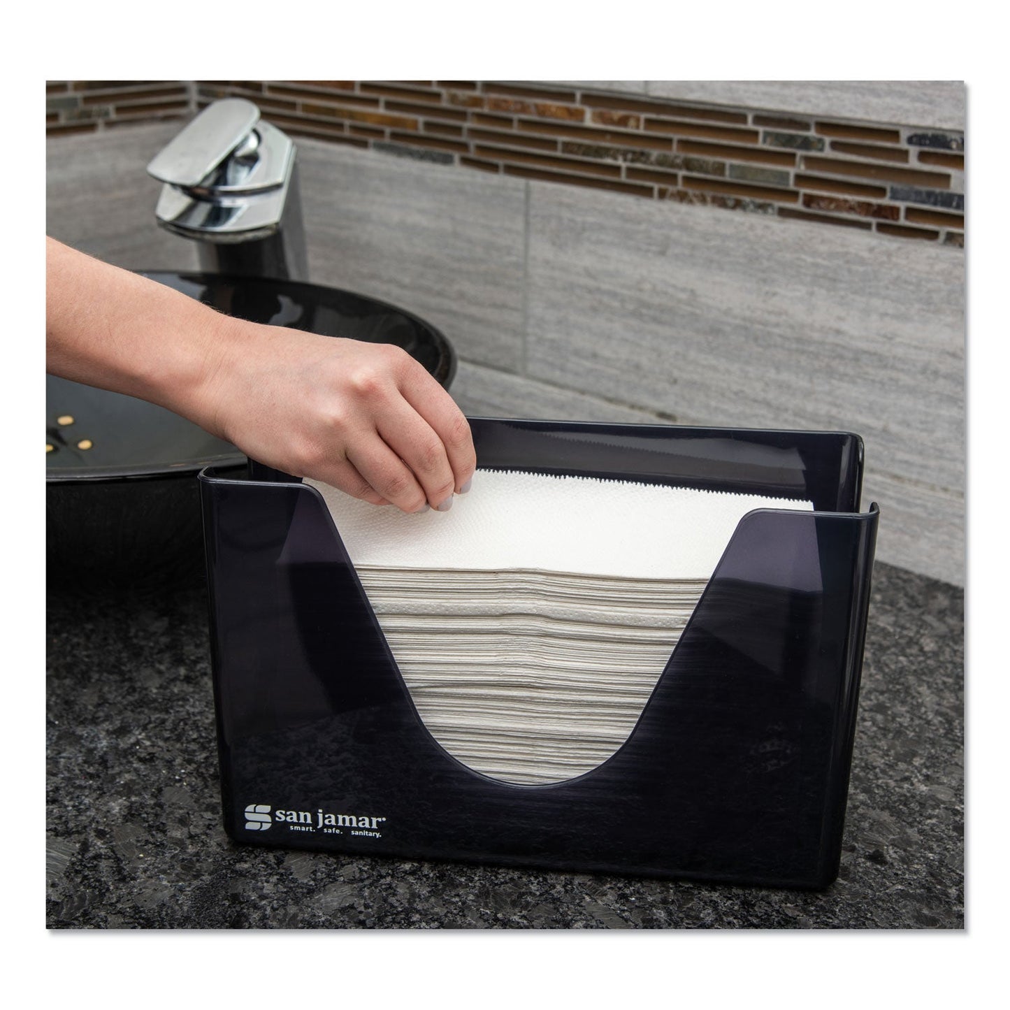 San Jamar Countertop Folded Towel Dispenser, 11 x 4.38 x 7, Black Pearl