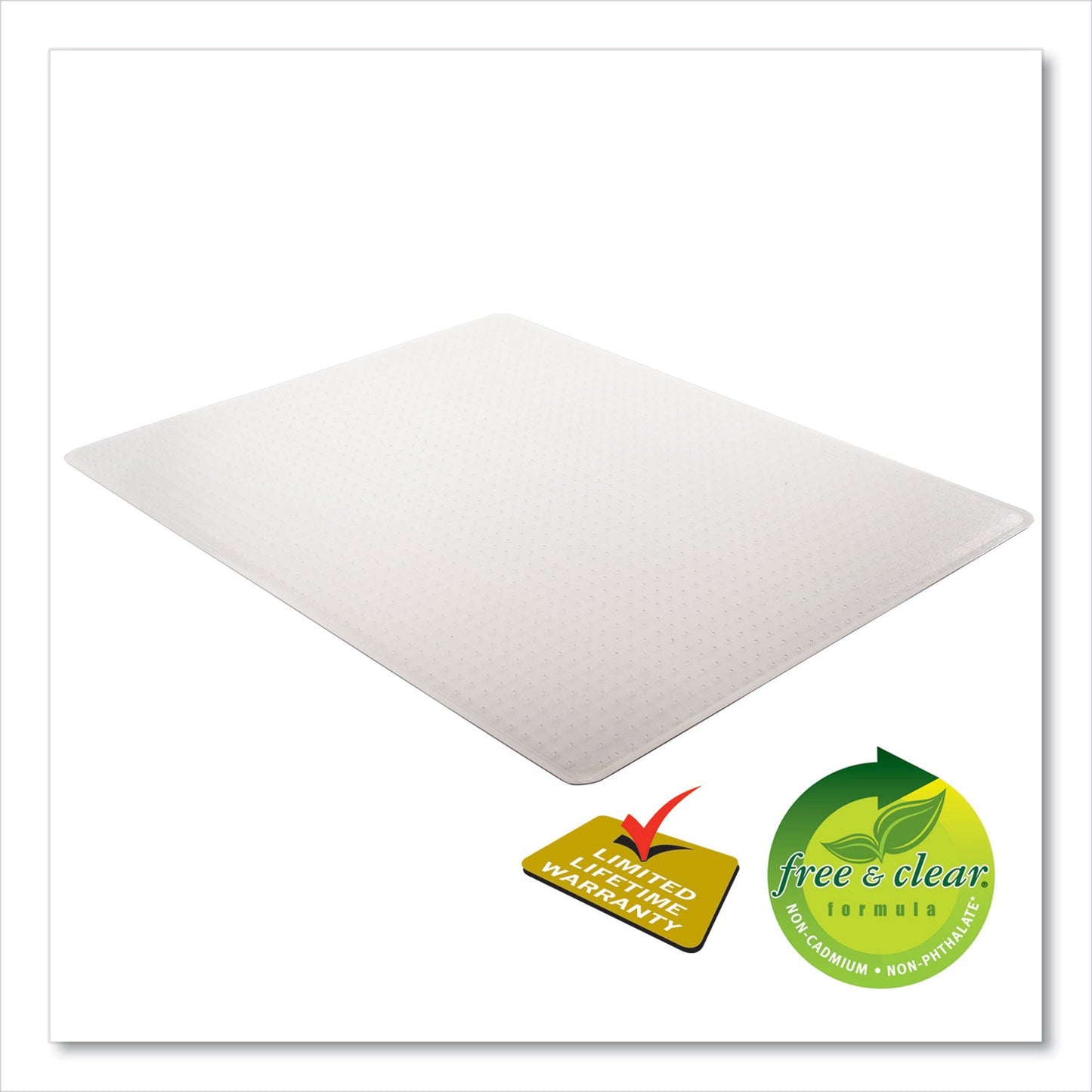 deflecto ExecuMat All Day Use Chair Mat for High Pile Carpet, 46 x 60, Rectangular, Clear