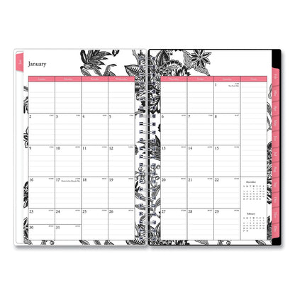 Blue Sky Analeis Create-Your-Own Cover Weekly/Monthly Planner, Floral Artwork, 8 x 5, White/Black/Coral, 12-Month (Jan to Dec): 2023