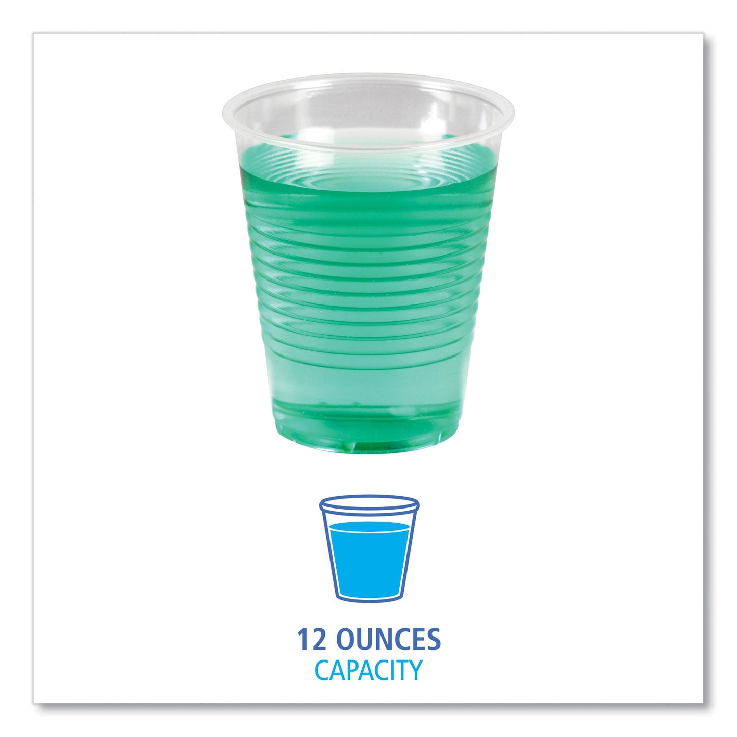 Boardwalk Translucent Plastic Cold Cups, 12 oz, Polypropylene, 50 Cups/Sleeve, 20 Sleeves/Carton
