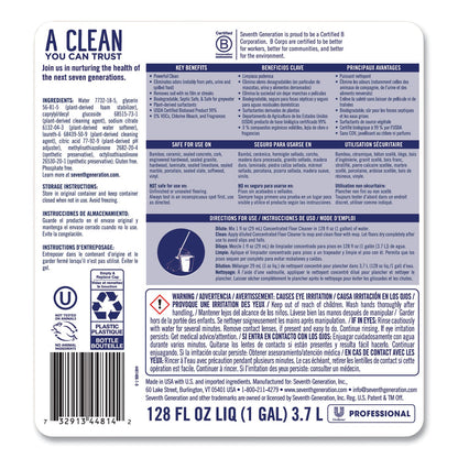 Seventh Generation Concentrated Floor Cleaner, Free and Clear, 1 gal Bottle, 2/Carton