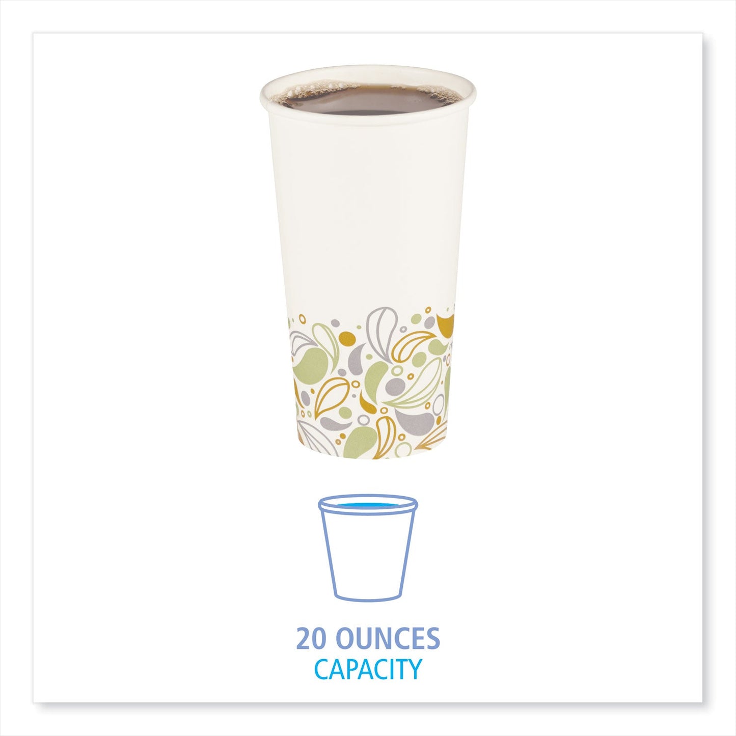Boardwalk Convenience Pack Paper Hot Cups, 20 oz, Deerfield Print, 9 Cups/Sleeve, 15 Sleeves/Carton