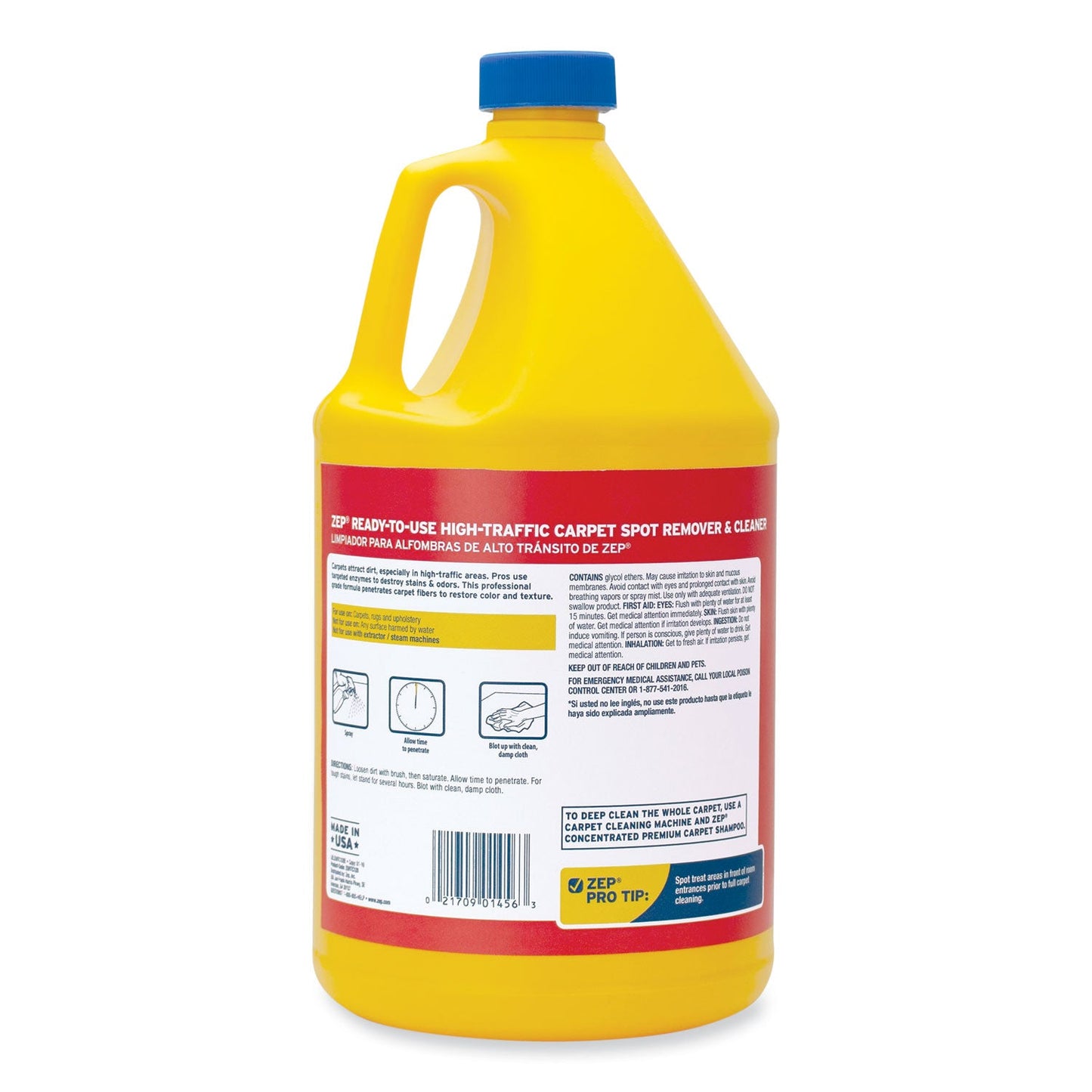 Zep Commercial High Traffic Carpet Cleaner, 1 gal, 4/Carton