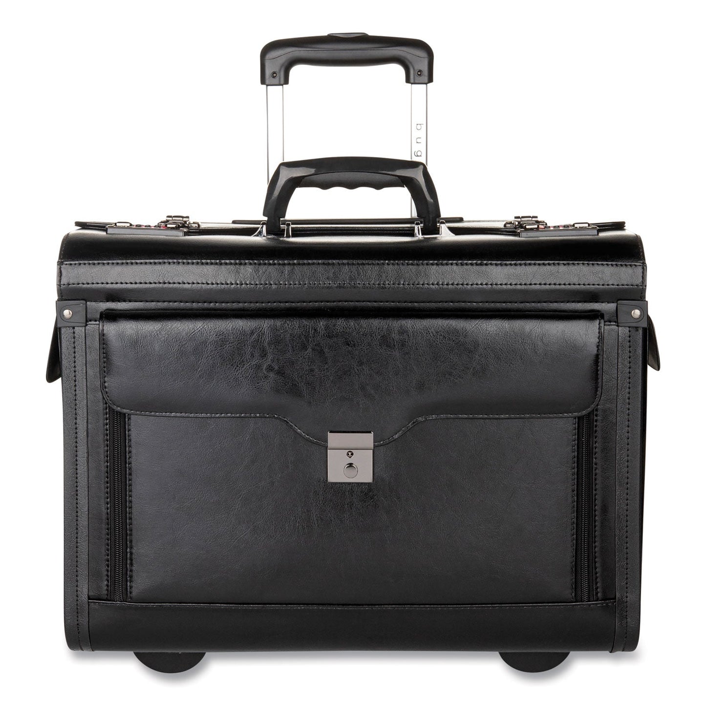 STEBCO Catalog Case on Wheels, Fits Devices Up to 17.3", Leather, 19 x 9 x 15.5, Black
