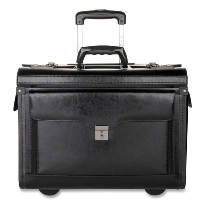 STEBCO Catalog Case on Wheels, Fits Devices Up to 17.3", Leather, 19 x 9 x 15.5, Black