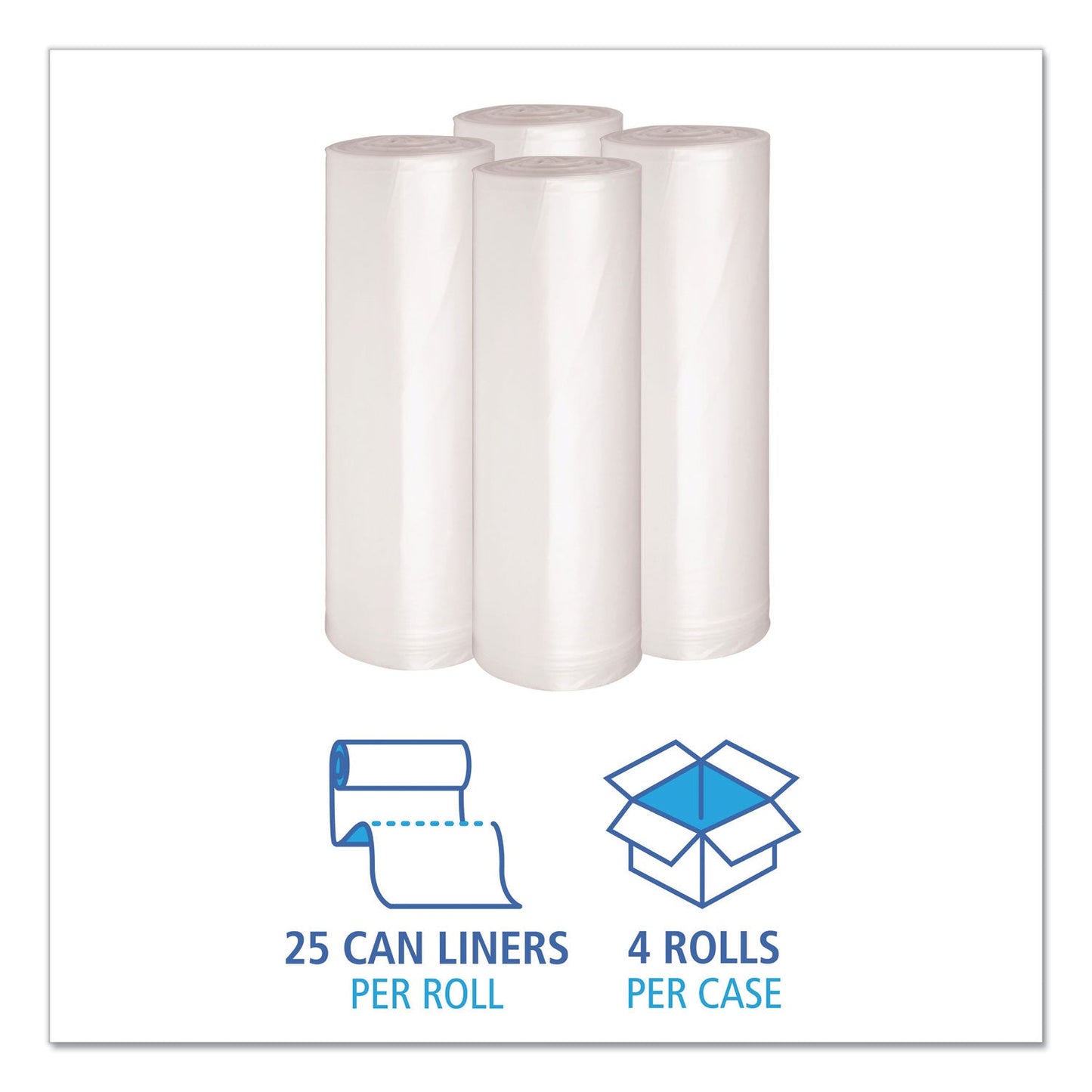 Boardwalk Low Density Repro Can Liners, 45 gal, 1.4 mil, 40" x 46", Clear, 10 Bags/Roll, 10 Rolls/Carton