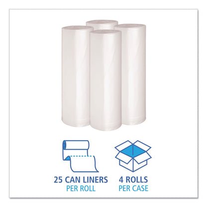 Boardwalk Low Density Repro Can Liners, 45 gal, 1.4 mil, 40" x 46", Clear, 10 Bags/Roll, 10 Rolls/Carton