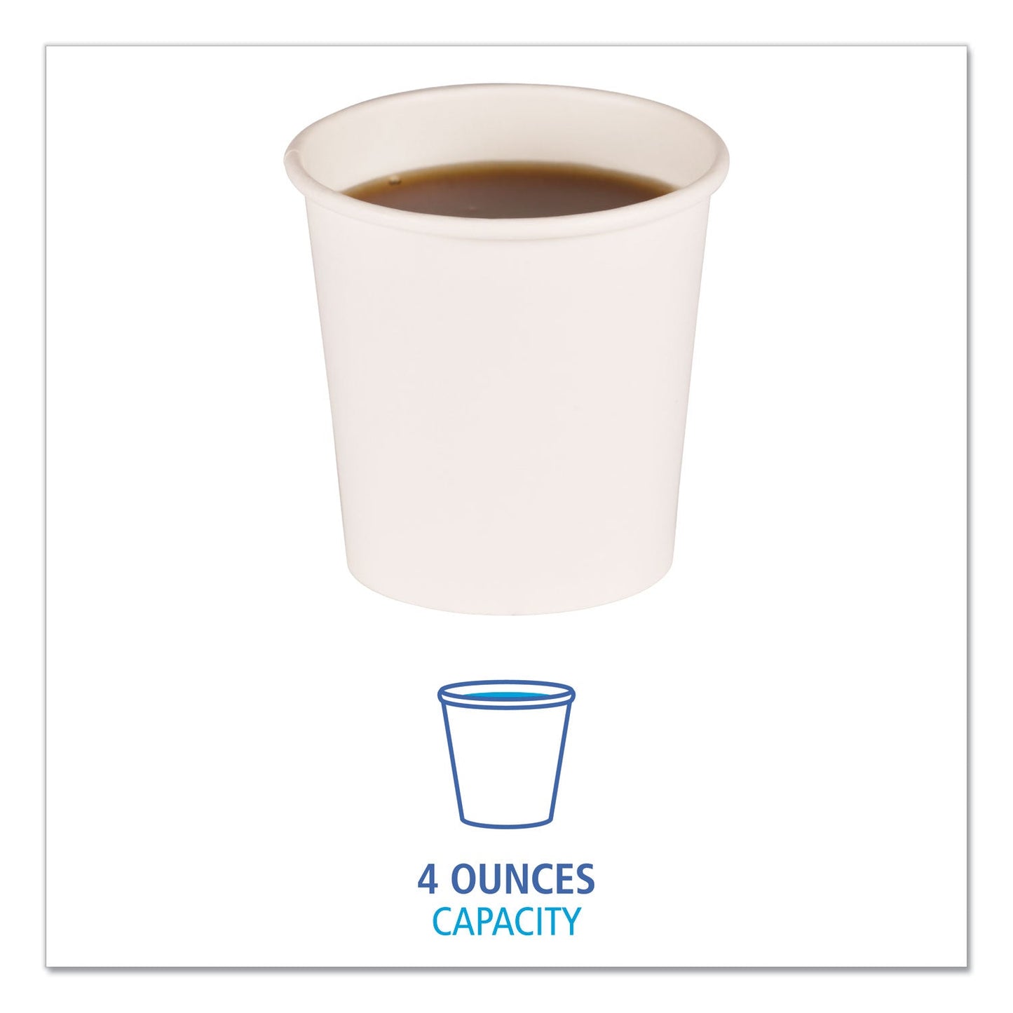 Boardwalk Paper Hot Cups, 4 oz, White, 20 Cups/Sleeve, 50 Sleeves/Carton