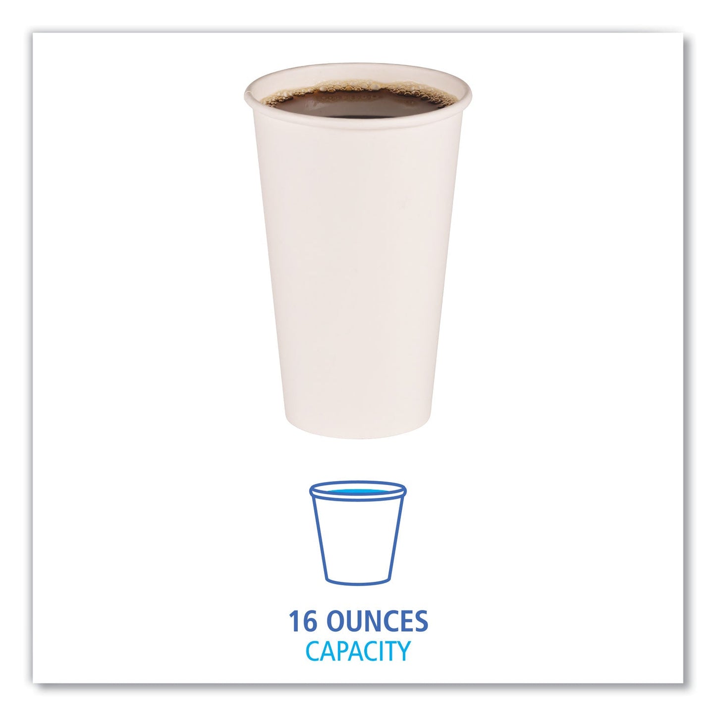Boardwalk Paper Hot Cups, 16 oz, White, 20 Cups/Sleeve, 50 Sleeves/Carton