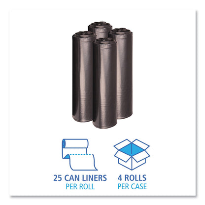 Boardwalk Low Density Repro Can Liners, 33 gal, 1.2 mil, 33" x 39", Black, 10 Bags/Roll, 10 Rolls/Carton