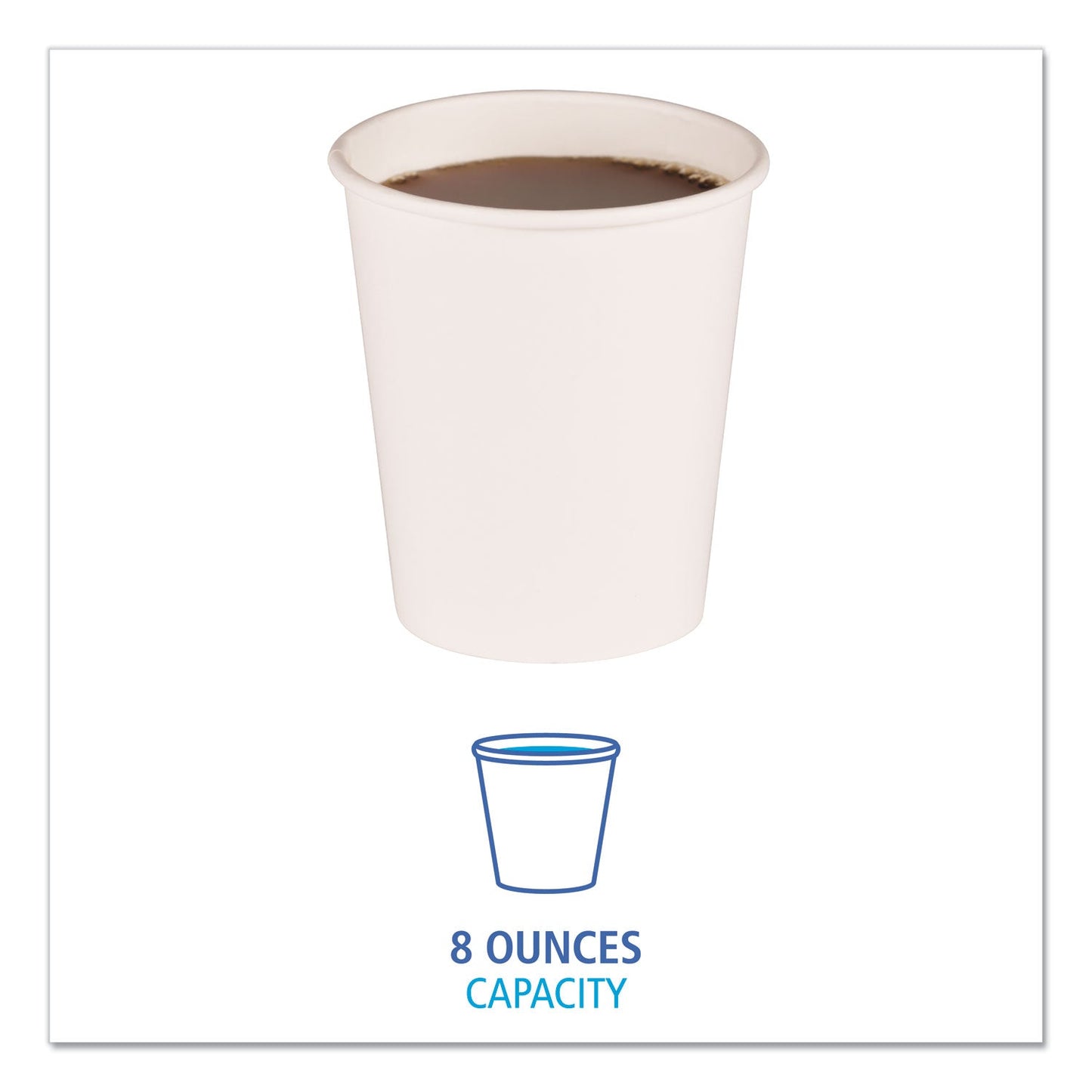 Boardwalk Paper Hot Cups, 8 oz, White, 20 Cups/Sleeve, 50 Sleeves/Carton