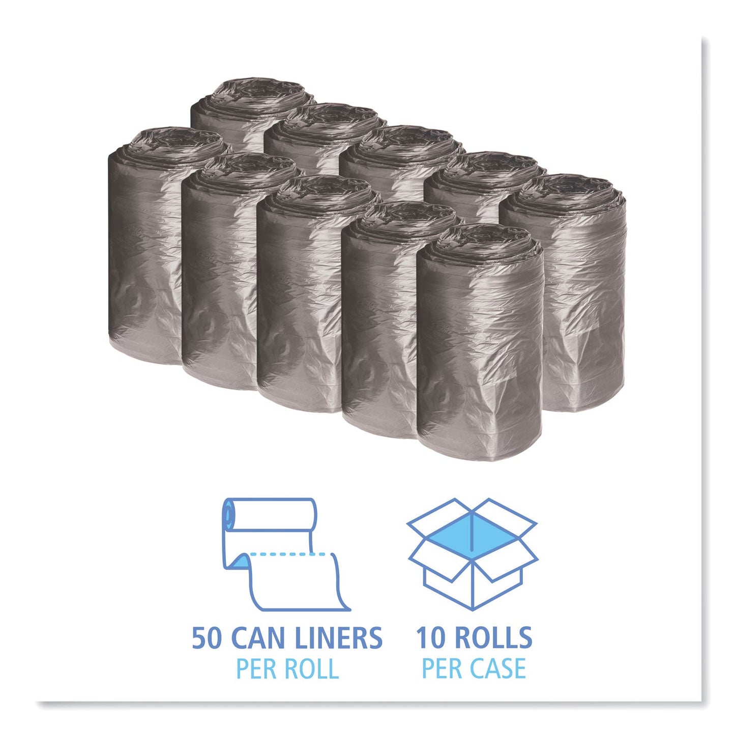 Boardwalk Low-Density Waste Can Liners, 16 gal, 0.35 mil, 24" x 32", Black, 500/Carton