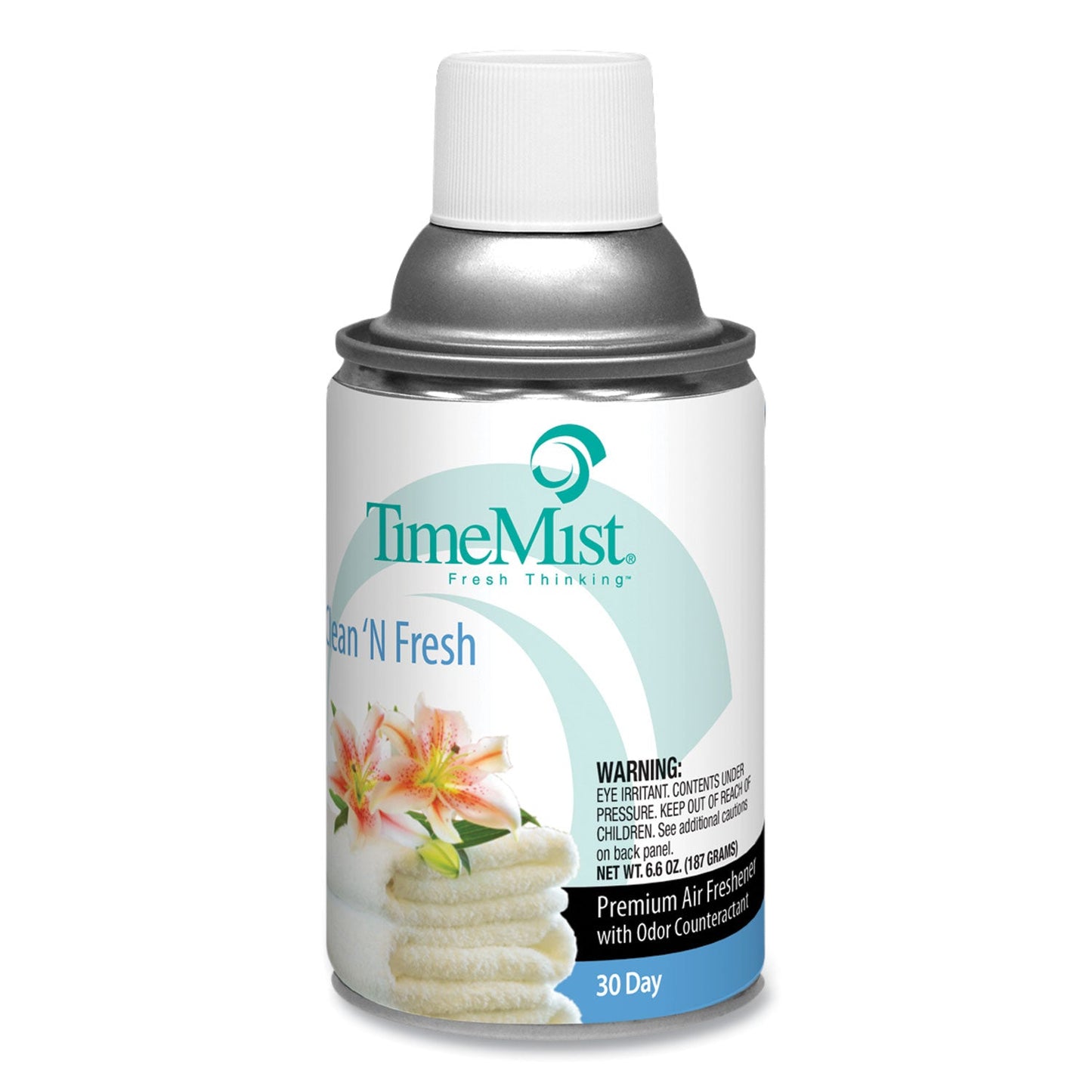 TimeMist Premium Metered Air Freshener Refill, Clean N Fresh, 6.6 oz Aerosol Spray, 12/Carton