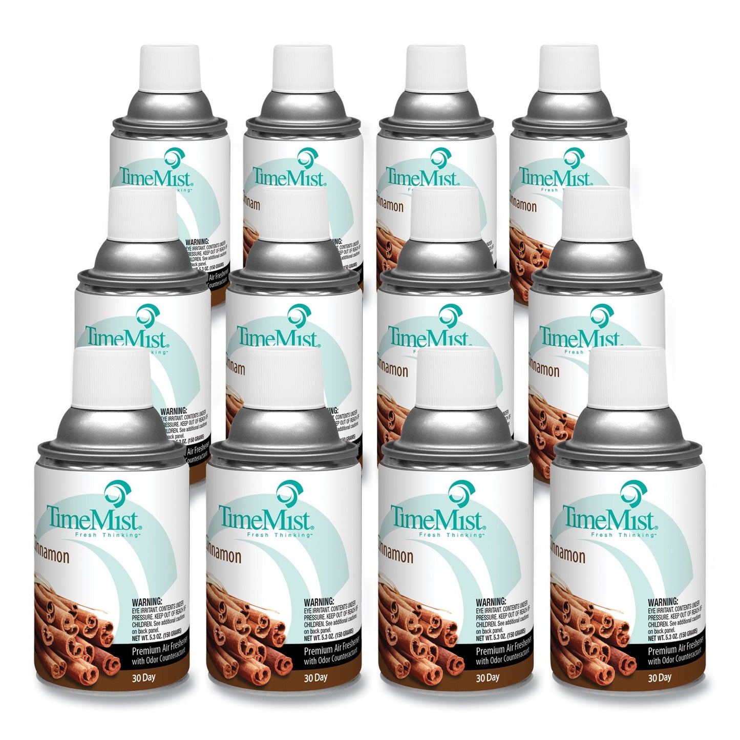 TimeMist Premium Metered Air Freshener Refill, Cinnamon, 6.6 oz Aerosol Spray, 12/Carton