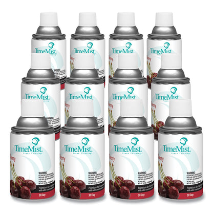 TimeMist Premium Metered Air Freshener Refill, Cherry, 6.6 oz Aerosol Spray, 12/Carton