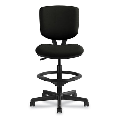 HON Volt Series Leather Adjustable Task Stool, Supports Up to 275 lb, 22.88" to 32.38" Seat Height, Black