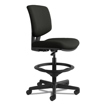HON Volt Series Leather Adjustable Task Stool, Supports Up to 275 lb, 22.88" to 32.38" Seat Height, Black