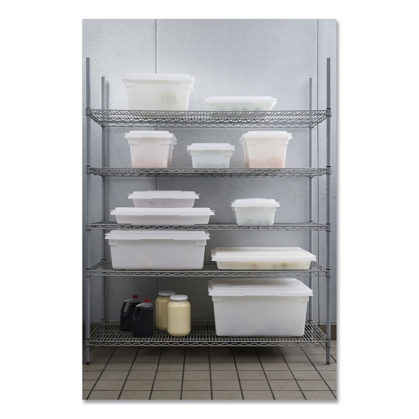 Rubbermaid Food/Tote Boxes, 2 gal, 18 x 12 x 3.5, White, Plastic