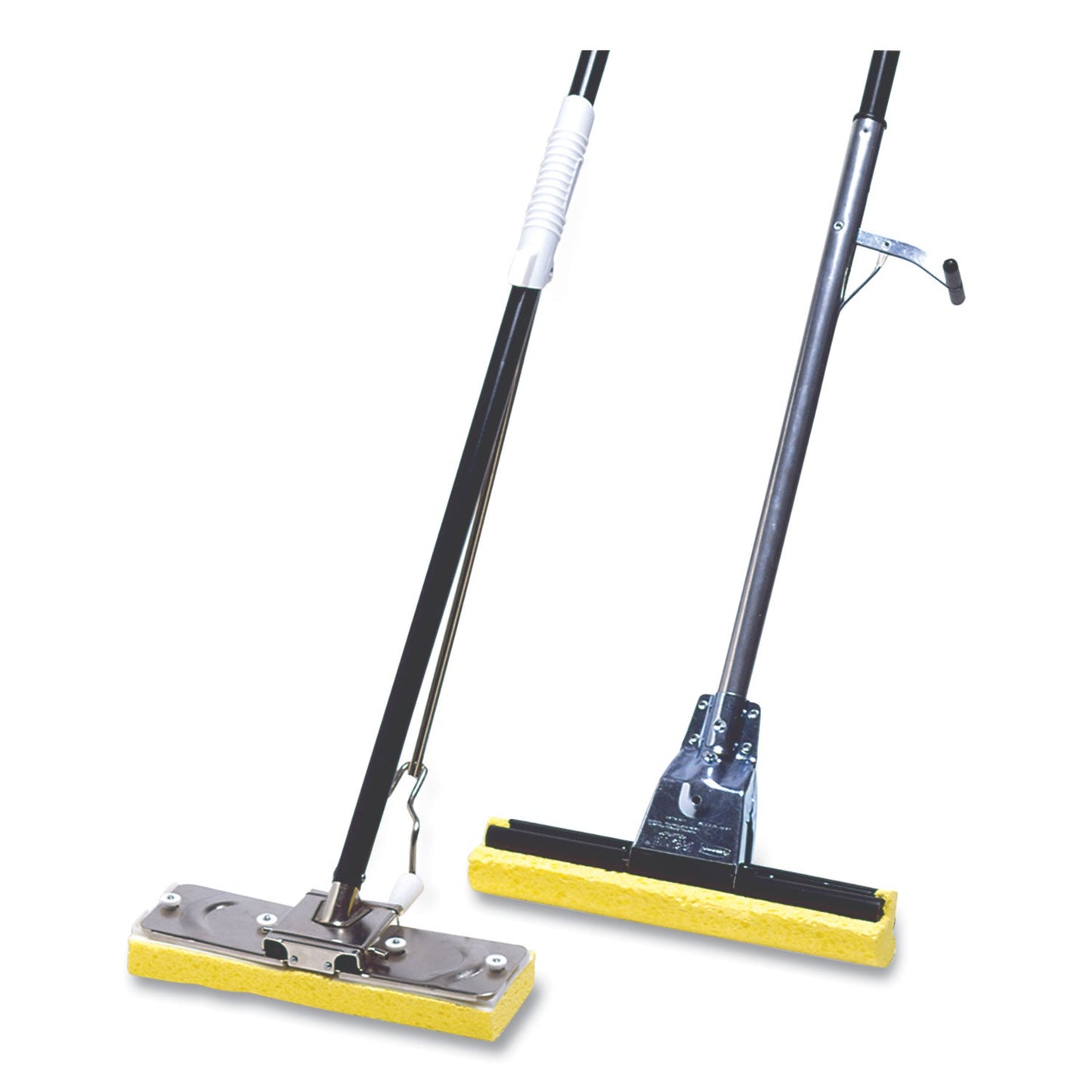 Rubbermaid Steel Sponge Mop, 12" Wide Yellow Cellulose Sponge Head, Bronze Steel Handle