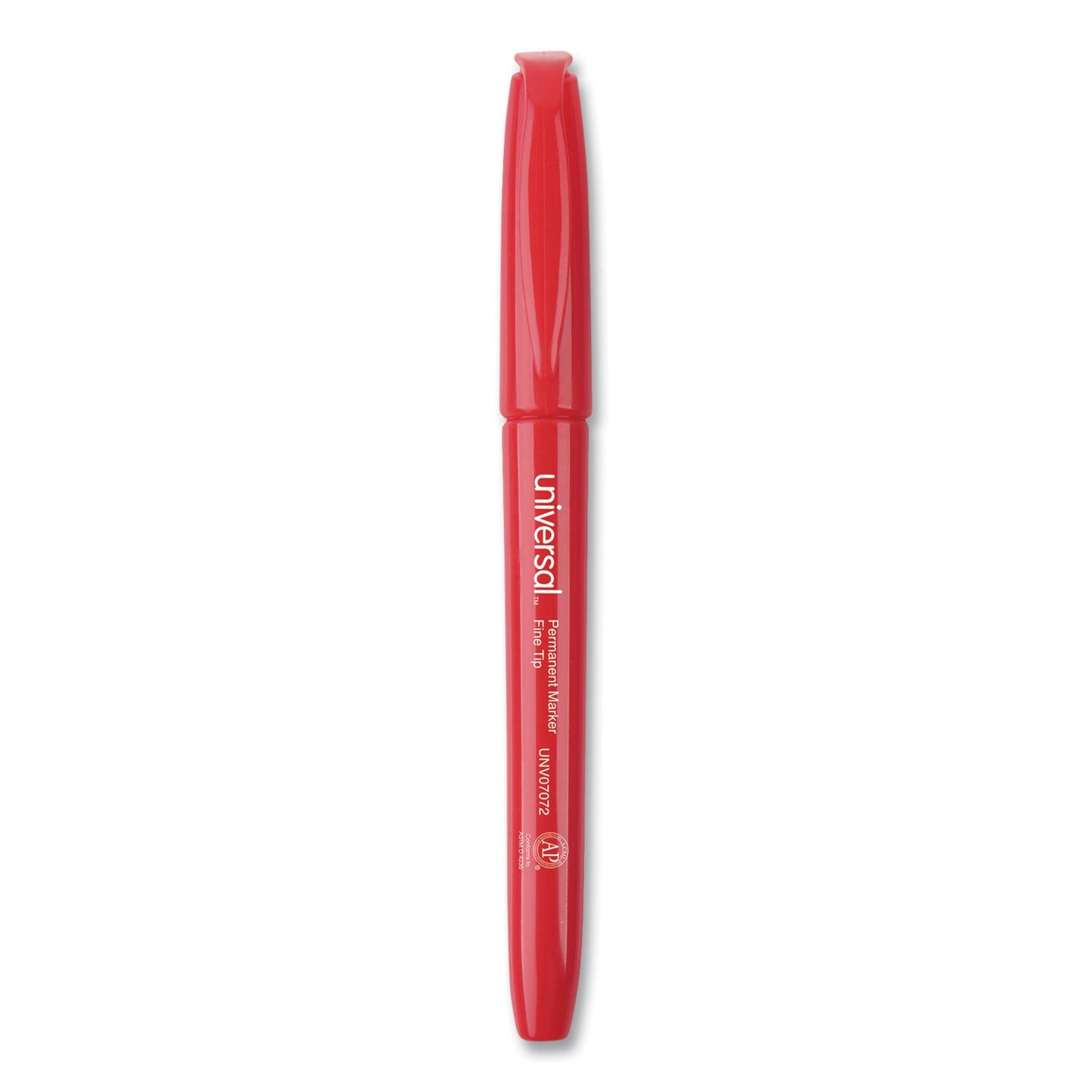 Universal Pen-Style Permanent Marker, Fine Bullet Tip, Red, Dozen