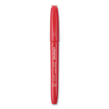 Universal Pen-Style Permanent Marker, Fine Bullet Tip, Red, Dozen
