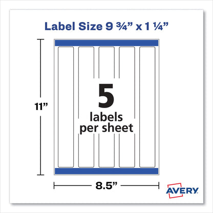 Avery Water-Resistant Wraparound Labels w/ Sure Feed, 9.75 x 1.25, White, 40/Pack