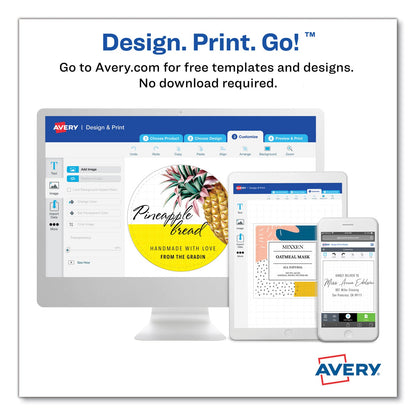 Avery Oval Labels w/ Sure Feed and Easy Peel, 2 x 3.33, Glossy White, 80/Pack