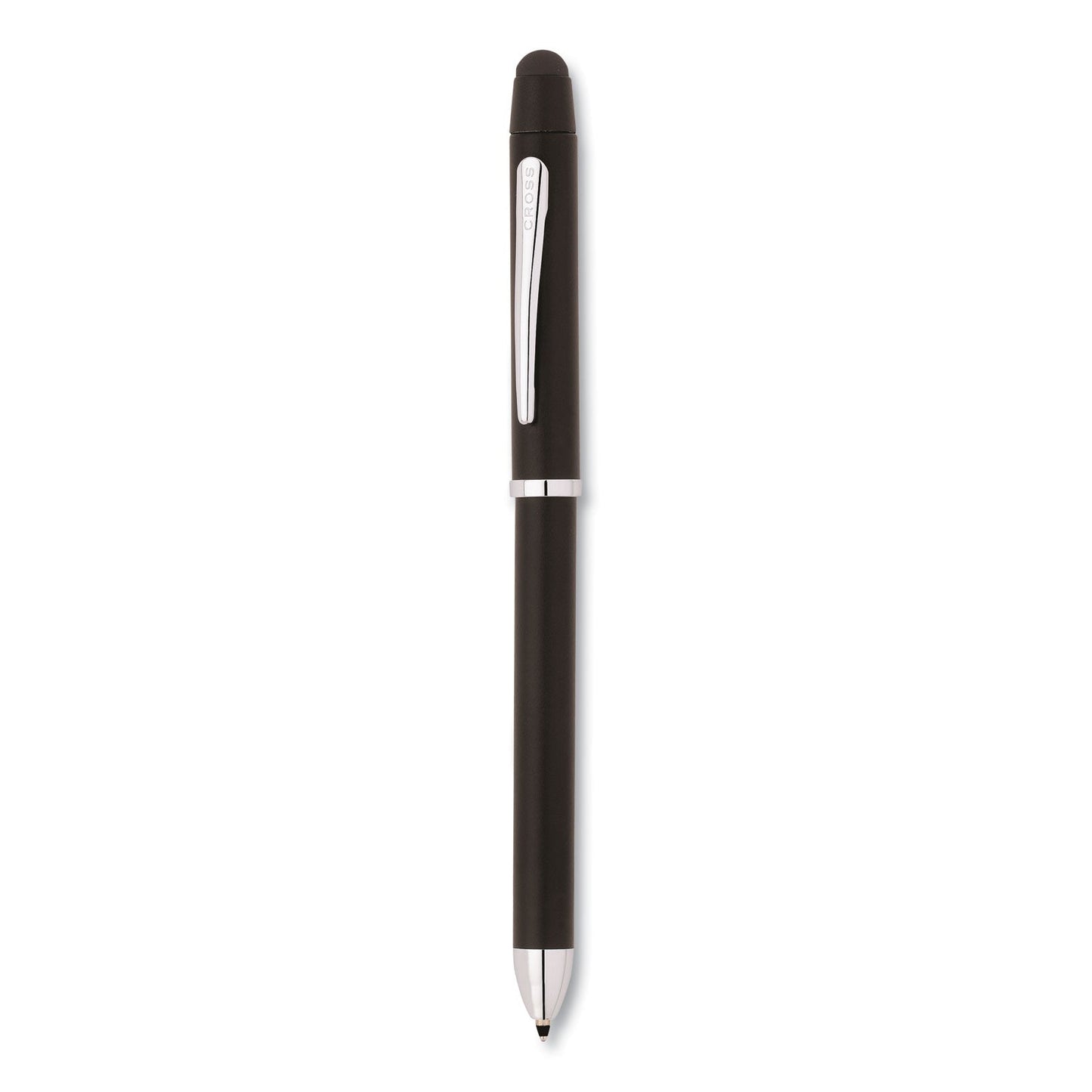 Cross Tech3+ Multi-Color Ballpoint Pen/Stylus, Retractable, Medium 1 mm, Black/Red Ink, Satin Black/Chrome-Plated Accents Barrel