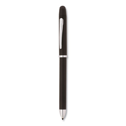 Cross Tech3+ Multi-Color Ballpoint Pen/Stylus, Retractable, Medium 1 mm, Black/Red Ink, Satin Black/Chrome-Plated Accents Barrel