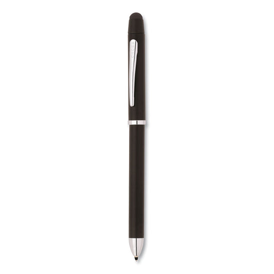 Cross Tech3+ Multi-Color Ballpoint Pen/Stylus, Retractable, Medium 1 mm, Black/Red Ink, Satin Black/Chrome-Plated Accents Barrel