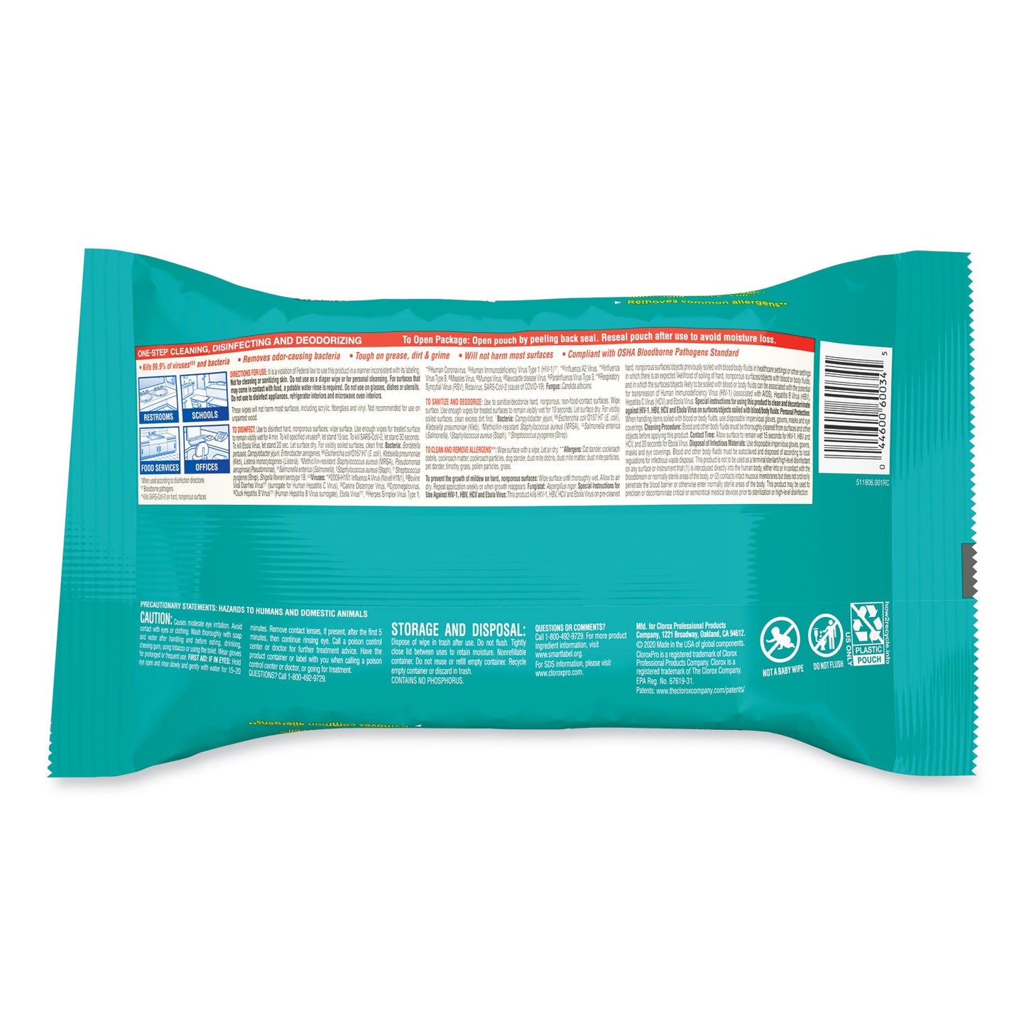 Clorox Disinfecting Wipes, On The Go Pack, 7.25 x 7, Fresh Scent, 70/Pack, 9 Packs/Carton
