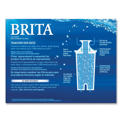 Brita Water Filter Pitcher Advanced Replacement Filters, 3/Pack