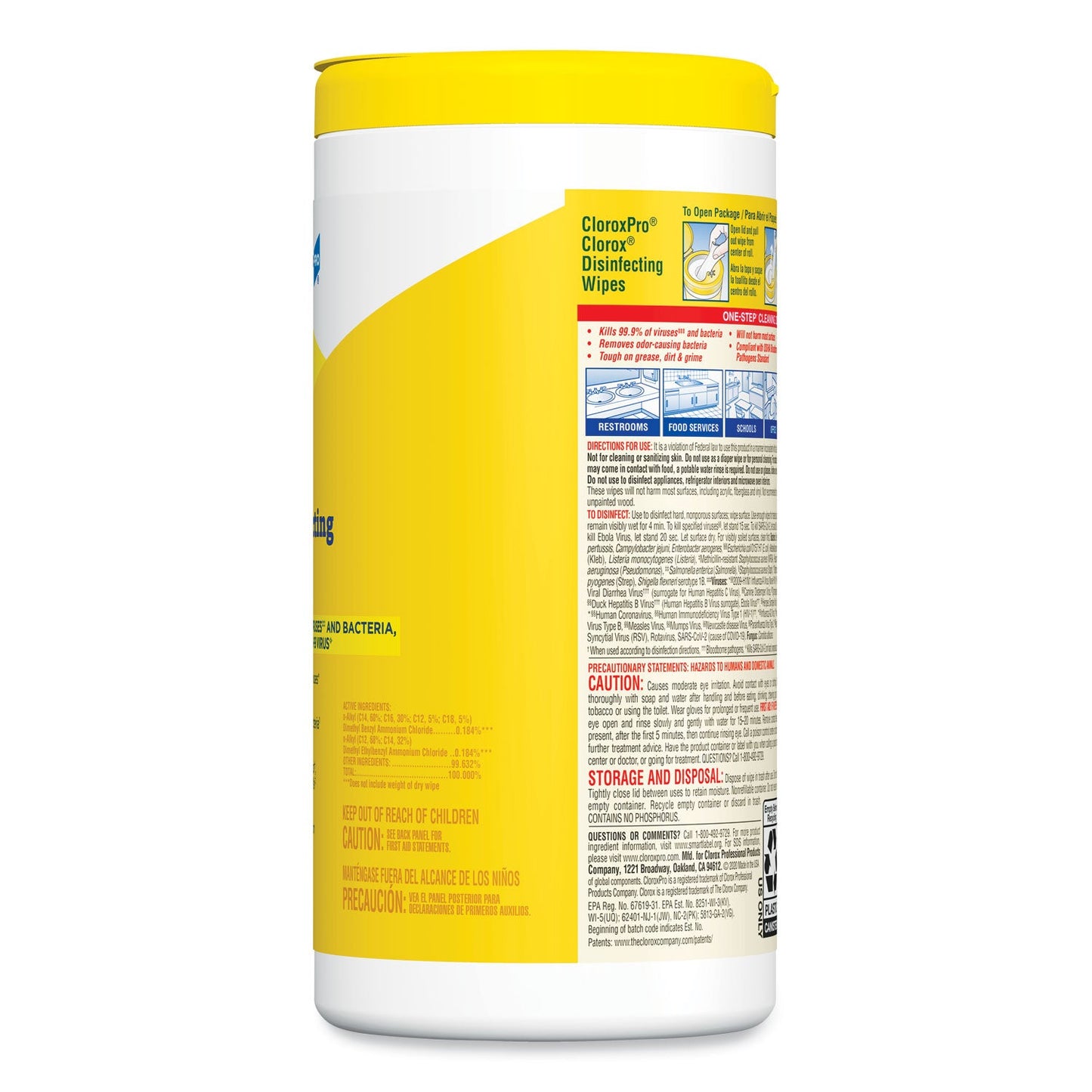 Clorox Disinfecting Wipes, 7 x 8, Lemon Fresh, 75/Canister, 6/Carton