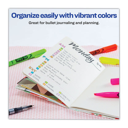 Avery HI-LITER Pen-Style Highlighters, Fluorescent Yellow Ink, Chisel Tip, Yellow/Black Barrel, Dozen