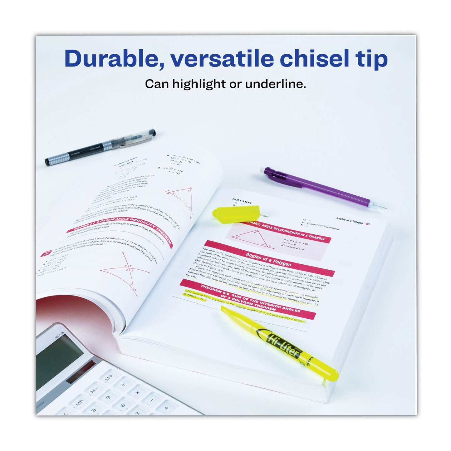 Avery HI-LITER Pen-Style Highlighters, Fluorescent Yellow Ink, Chisel Tip, Yellow/Black Barrel, Dozen