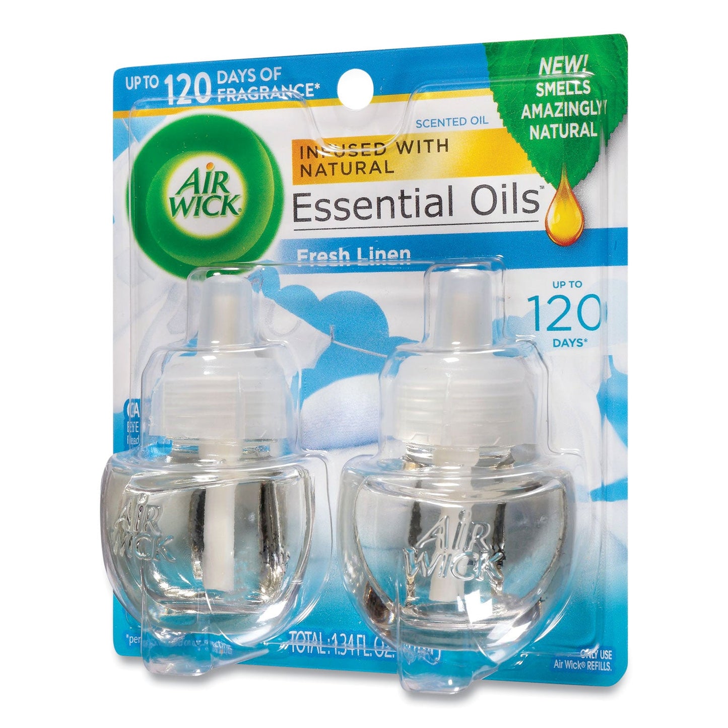 Air Wick Scented Oil Twin Refill, Fresh Linen, 0.67 oz, 2/Pack, 6/Carton
