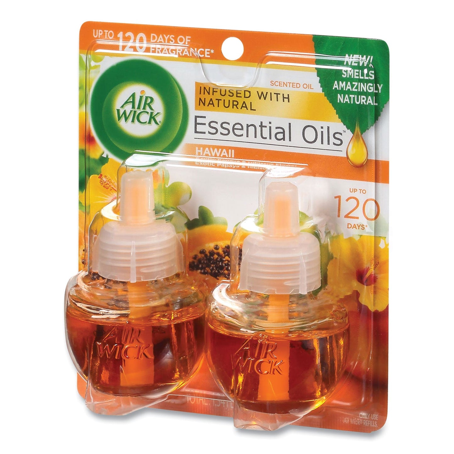 Air Wick Scented Oil Twin Refill, Hawai'i Exotic Papaya/Hibiscus Flower, 0.67 oz, 6/Carton