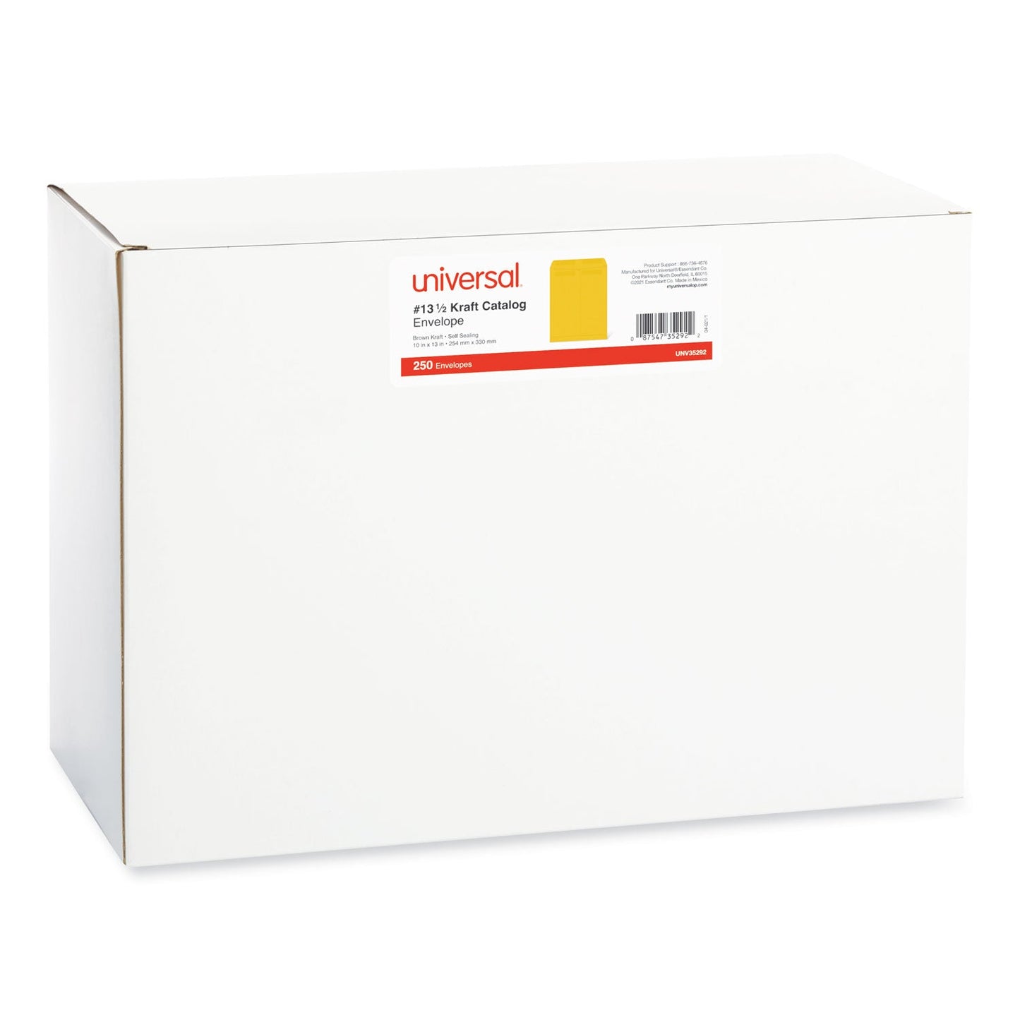 Universal Self-Stick Open End Catalog Envelope, #13 1/2, Square Flap, Self-Adhesive Closure, 10 x 13, Brown Kraft, 250/Box