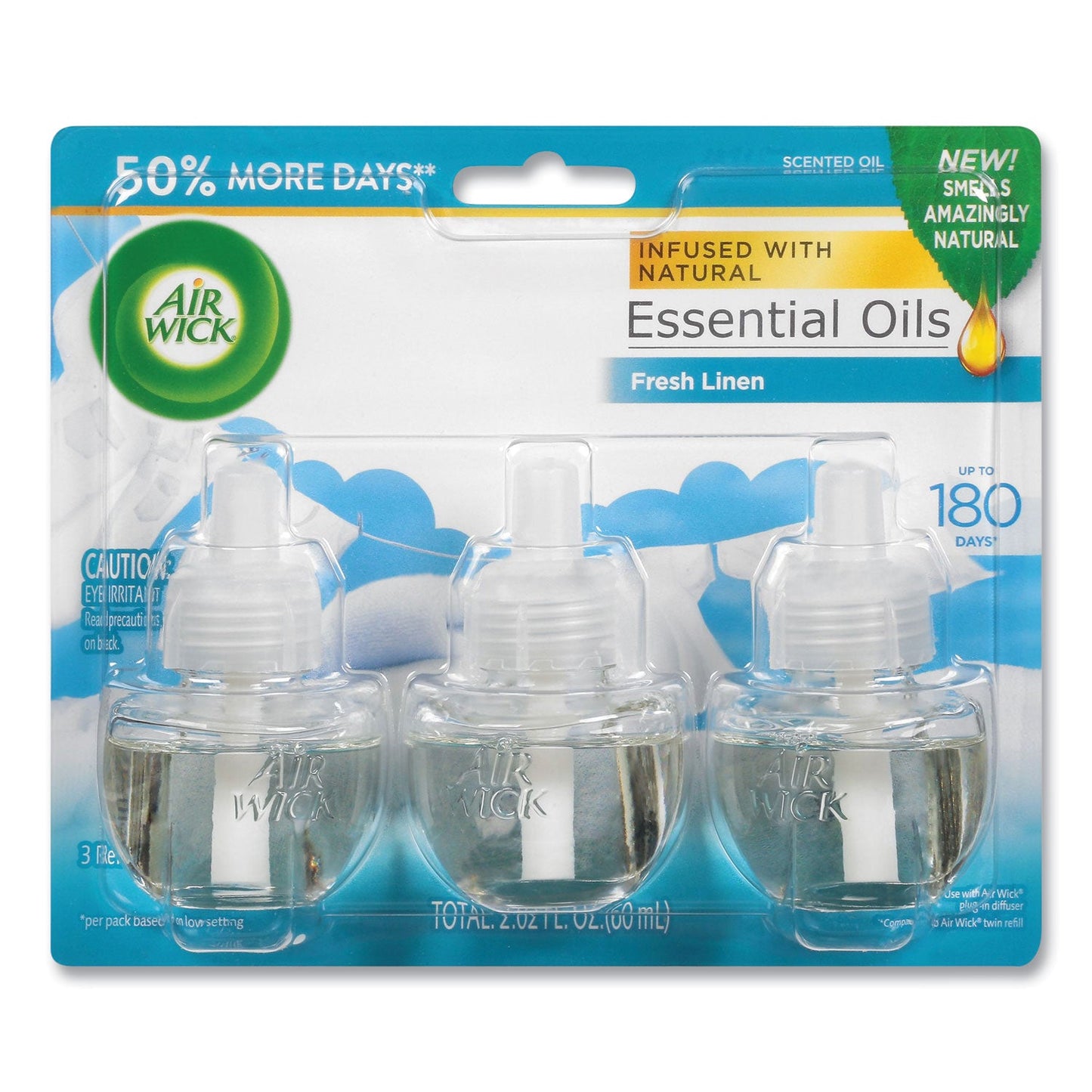Air Wick Scented Oil Refill, Warming - Fresh Linen, 0.67 oz, 3/Pack, 6 Packs/Carton