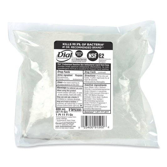 Dial Antibacterial Sensitive Skin Liquid Hand Soap Refill for Dial 800 mL Dispenser, Floral, 800 mL, 12/Carton