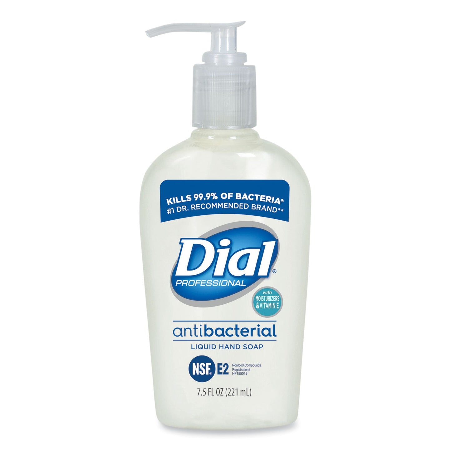 Dial Antibacterial Liquid Hand Soap with Moisturizers, Pleasant, 7.5 oz Pump, 12/Carton