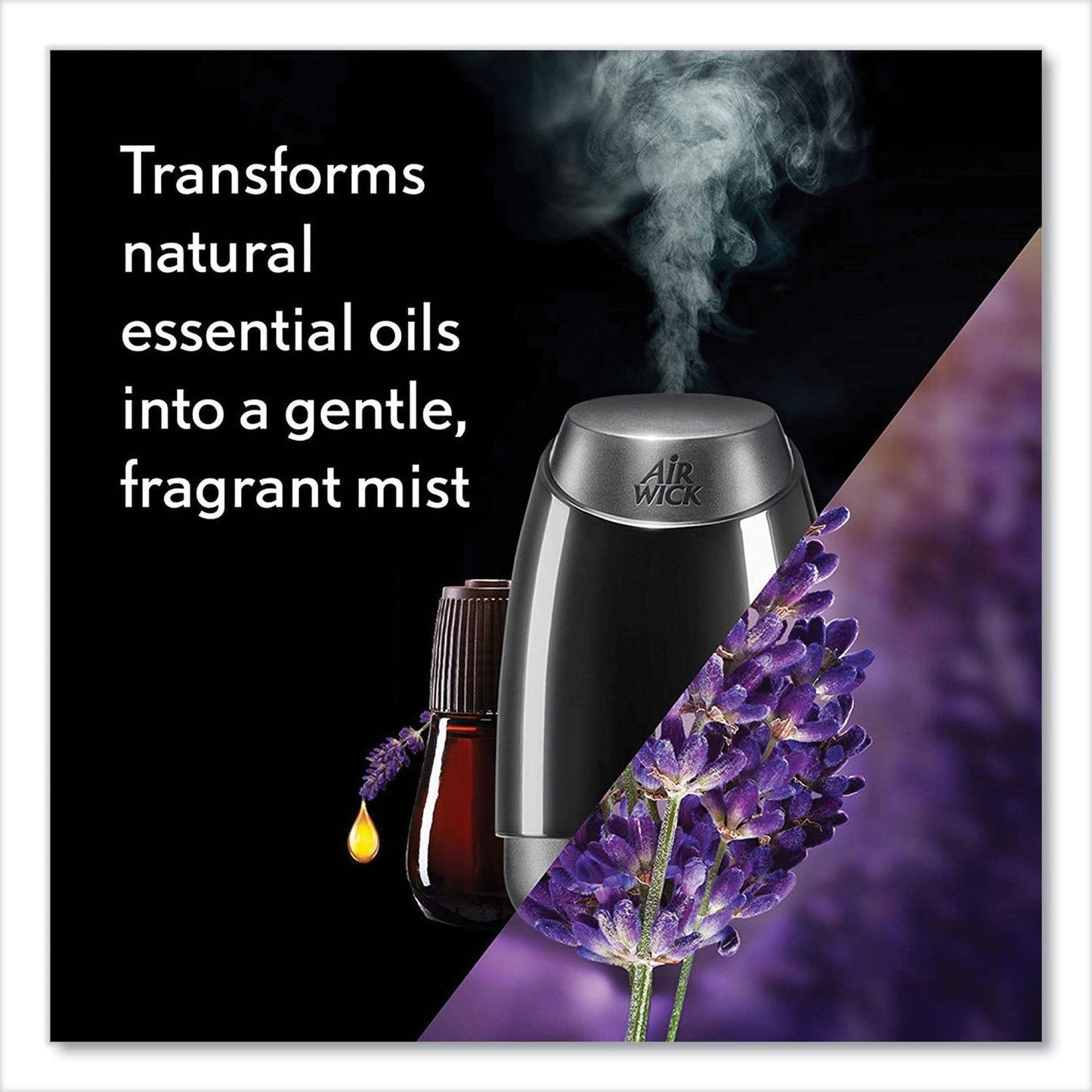 Air Wick Essential Mist Starter Kit, Lavender and Almond Blossom, 0.67 oz Bottle, 4/Carton