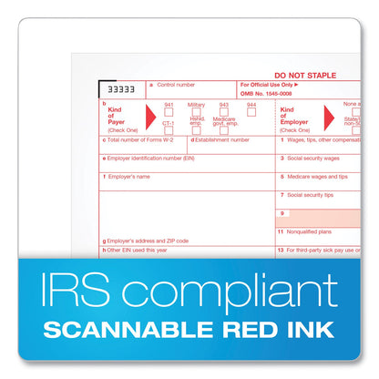TOPS W-2 Tax Forms, Six-Part Carbonless, 5.5 x 8.5, 2/Page, (50) W-2s and (1) W-3