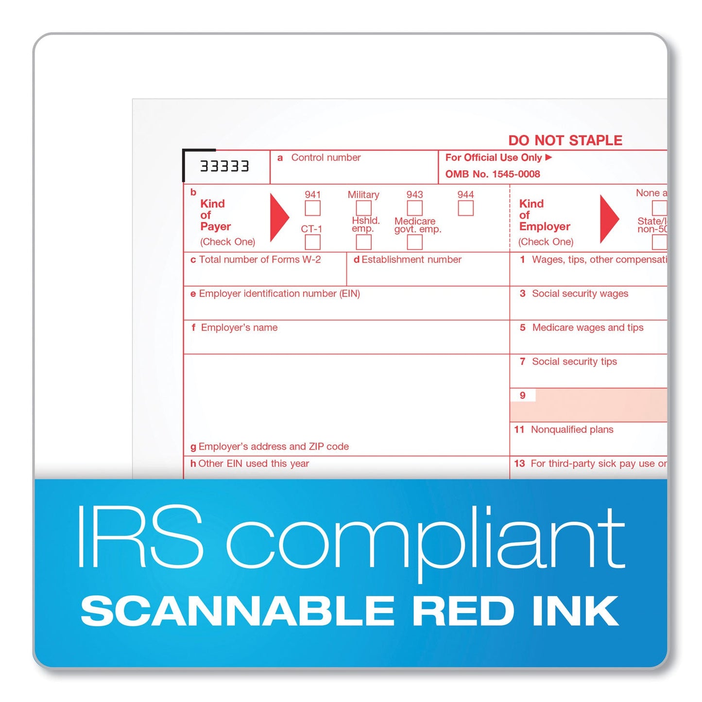 TOPS W-2 Tax Forms, Six-Part Carbonless, 5.5 x 8.5, 2/Page, (24) W-2s and (1) W-3