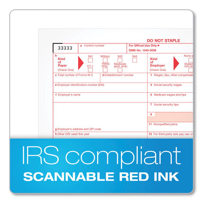 TOPS W-2 Tax Forms, Six-Part Carbonless, 5.5 x 8.5, 2/Page, (24) W-2s and (1) W-3