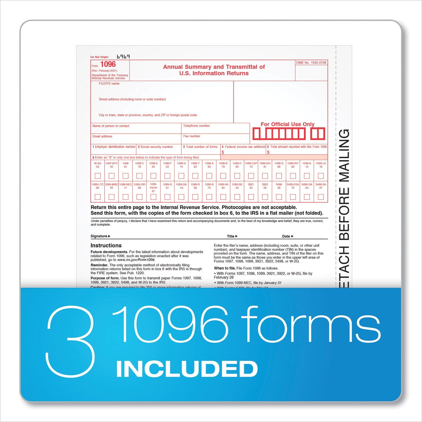 TOPS Five-Part 1099-NEC Online Tax Kit, 8.5 x 11, 3/Page, 24/Pack