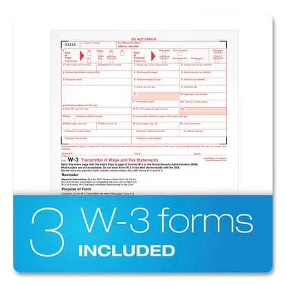 TOPS W-2 Tax Form/Envelope Kits, Six-Part Carbonless, 8.5 x 5.5, 2/Page, (24) W-2s and (1) W-3, 24/Sets